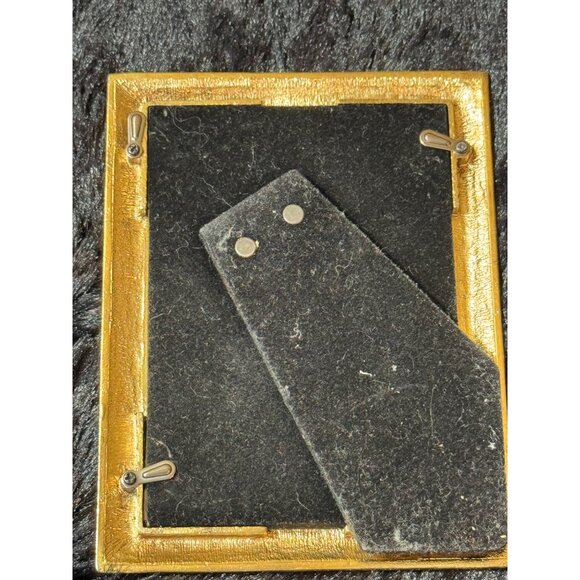 Vintage Ornate Gold Enamel Picture Frame Rhinestone Accents Fits A 4.5" X 3" - Picture 3 of 5